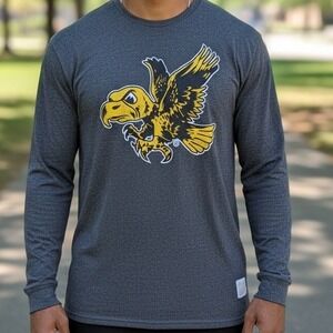 Original Retro Brand Iowa Hawkeyes Long Sleeve Shirt Gray Herky Hawk Mens XL